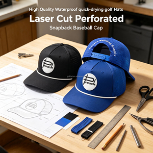 OEM Premium Custom PVC Patch Logo Under Brim Print Breathable Laser Cut Hole Golf Hat Mens Outdoor Sports Baseball <b>Caps</b> - Product Image 1