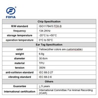 Tag telinga elektronik RFID FDX/ HDX 134.2 KHZ, bersertifikat ICAR penuh untuk sapi domba Kambing Babi