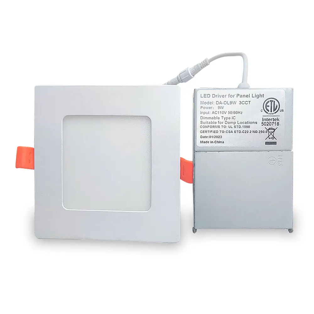 Shenzhen Technology No Flicker CCT Luz de techo empotrable seleccionable 4 pulgadas 9W Cuadrado LED Panel de luz delgada