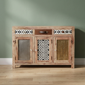 Artistic Solid Mango Wood Eco-friendly Antique <b>Rustic</b> Farmhouse Villa Living Room Storage <b>Cabinet</b> Industrial Indian Flat Panel - Product Image 2