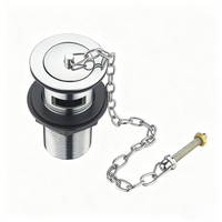 Tapón de desagüe de latón cromado con cadena de elevación para lavabo y bañera, antiobstrucción, para cocina y baño, ecológico, OEM