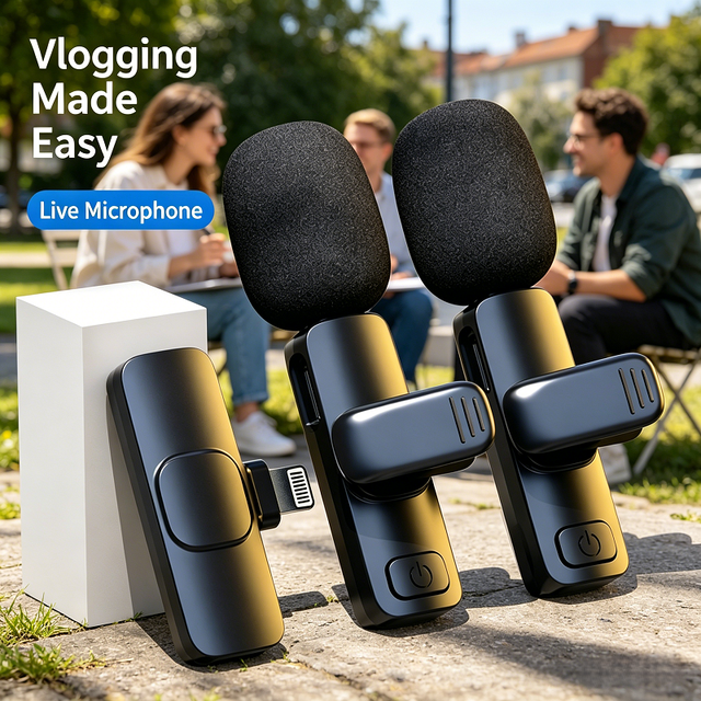 Plug-Play Type-C Wireless Noise Cancelling 2.4G Clip-On Lapel Mic for Live Streaming Vlog Video Recording Lavalier Microphone