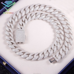 Cadena de Plata de Ley con Incrustaciones de Circonitas, Estilo Cubano de Miami, 17 mm, 4 Filas, para Hombre, Collar Hip Hop - Product Image 1