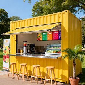 Kiosque alimentaire contemporain, café, maison préfabriquée en conteneur maritime avec une utilisation optimisée de l'espace - Product Image 2