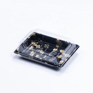 03 15% de réduction sur le set de plateaux à <span class=keywords><strong>sushi</strong></span> jetables japonais en plastique PP noir pour restaurant, vaisselle de fête, plat rectangulaire avec couvercle - Product Image 2