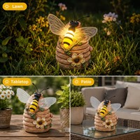 Neuheiten OEM ODM Harz-Bienenstock Gartendekoration Outdoor-Wabenskulptur mit solarbetriebener Akzent-Biene