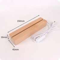Base en bois massif naturel personnalisé LED USB Base de lampe rectangulaire en bois hêtre chêne noyer acrylique cristal salon moderne