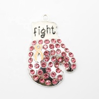 Bijoux fantaisie strass rose ruban de sensibilisation au cancer du sein pendentif gant de boxe porte-clés