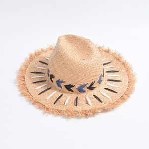 หมวกฟางราฟเฟียทำมือสำหรับผู้ชายและผู้หญิง สวมใส่สบาย ป้องกันแสงแดด เหมาะสำหรับฤดูใบไม้ผลิ ฤดูร้อน วันหยุดพักผ่อนริมทะเล ท่องเที่ยวชายหาด - Product Image 3