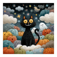 CHENISTORY Peinture par numéros DIY, cadeau d'Halloween, tableau sur numéros, chat noir, peinture acrylique par numéros pour adultes, cadeau DIY