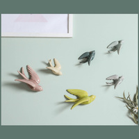 Sculture Decorative da Parete in Ceramica Nordica 3D con Uccelli, Colombi, Passeri e Rondini, Accessori per Decorazione d'Interni