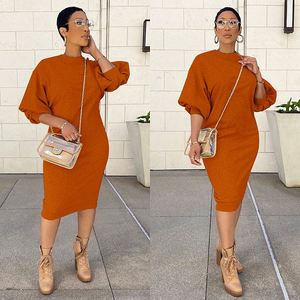 Nuovo Abito Maglione Invernale in Cotone per Donna, Stile con Maniche a Lanterna a Cinque Punti, <span class=keywords><strong>Vestito</strong></span> Lungo e Ampio - Product Image 6