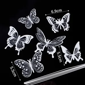꽃 꽃다발 장식 DIY 벽 배경 스티커 흑백 색상 플라스틱 3D 나비