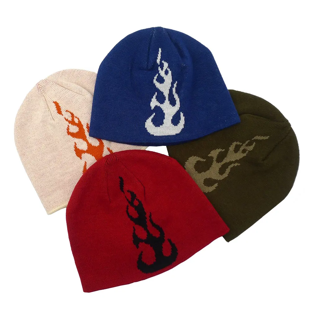 Gorro jacquard com logo personalizado, chapéu de malha acrílica, macio, boné de crânio para homens e mulheres