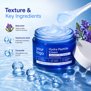 <span class=keywords><strong>Crema</strong></span> Viso Idratante Profonda Effetto Rimpolpante e Levigante con Texture Gel, Supporto Barriera Cutanea, OEM ODM Private Label, Bakuchiol, Ceramide, <span class=keywords><strong>Hydra</strong></span> Peptide - Product Image 2