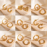 Ensemble de boucles d'oreilles minimalistes géométriques en acier inoxydable doré, créoles ouvertes en forme de C, boucles d'oreilles huggie en maille perlée pour femme, bijoux