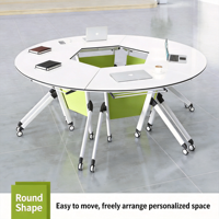 Ensemble table et chaises pliantes pour la formation mobile - Bureau de conférence modulaire pour bureaux modernes et établissements d'enseignement
