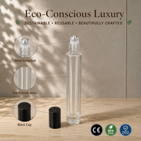 Flacon cosmétique rond haut en verre 10 ml, flacon de parfum roll-on en acier inoxydable, tube cosmétique vide personnalisé