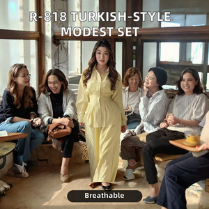 Ensemble pantalon et chemise à manches longues de style turc pour femmes musulmanes, coupe ample, décontracté, toutes saisons - Product Image 2