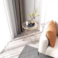 Table basse moderne en métal durable BOLIDE MB-25012 avec plateau en verre pour salon, meubles de maison
