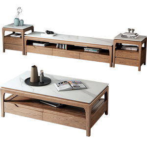 Tavolino da Caffè Moderno in <span class=keywords><strong>Legno</strong></span> <span class=keywords><strong>con</strong></span> Quattro Cassetti Pieghevoli e Grande Capacità <span class=keywords><strong>di</strong></span> Stoccaggio - Product Image 3