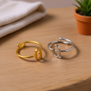 Anillo de Acero Inoxidable con Letra Q, Chapado en Oro, Joyería de Moda Unisex, Regalo - Product Image 2