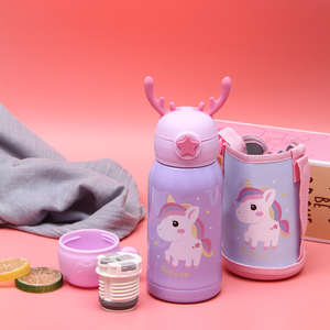Wholesale 600ml Cute Cartoon Portable Outside Children 316 Stainless Steel Vacuum Flask School Water Bottle for <b>Kids</b> With Straw - Product Image 6