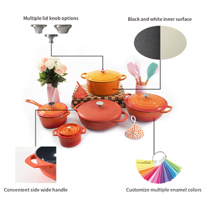 Set <span class=keywords><strong>di</strong></span> Pentole e Padelle in Ghisa Smaltata Antiaderente Stile Americano, Spessore 4,5mm, Ecologico ed Elegante, Modello 2025 - Product Image 5