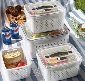 Scatola di immagazzinaggio con manico portatile scatola di immagazzinaggio per frutta e verdura da Picnic contenitore per frigorifero con prese d'aria e cestello di scarico - Product Image 2