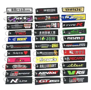 JDM Culture Personalized Embroidered Key Chain For Car And Motorcycle Double Sided Racing Cell Holders