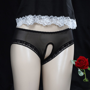 Transparent Open Crotch Panties For Women Ultra Thin Lace Seamless No Take Off Briefs For Couples - Product Image 2