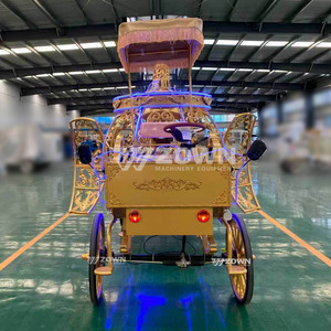 European Elegant Princess Factory customized Pumpkin Wedding Car Electric golden Wedding Carriage With light strip - Product Image 4