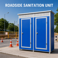 Cabine de toilette modulaire directe usine avec urinoir en céramique et lavabo éclairé pour chantier de construction