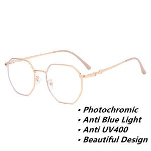 <span class=keywords><strong>Lentes</strong></span> Anti Luz Azul 2026, Gafas Ópticas para Computadora, para Mujeres y Niñas, Color Gris, Montura Hexagonal Metálica en Oro Rosa, Anti Reflejos 2026 - Product Image 3