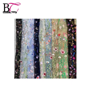 <span class=keywords><strong>Tela</strong></span> de gasa de encaje quipre con bordado de margaritas de poliéster <span class=keywords><strong>para</strong></span> vestido - Product Image 1