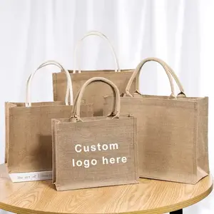Riutilizzabile confezione di lino in tela fatta a mano personalizzata riciclata eco-friendly Shopping drogheria juta Tote bag all'ingrosso