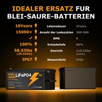 Batterie au lithium 12V 300Ah pour entrepôt européen, durée de vie de plus de 15000 cycles à 60 % de décharge profonde, pack de batteries LiFePo4 étanche IP67