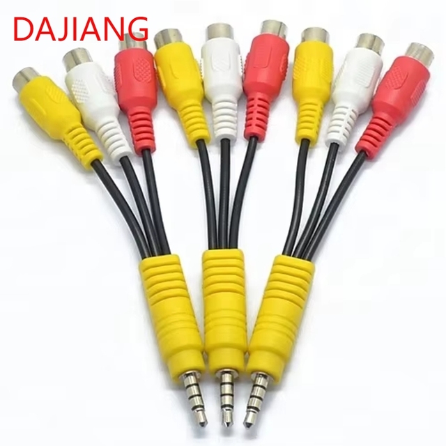 DAJIANG OEM Customized 3.5mm 4-Pole Audio Jack 3RCA Video Cable RCA Audio Video Adapter PVC Car Camera Connectors Female Male
