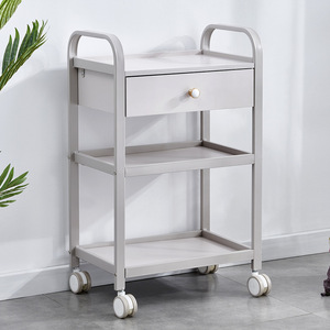 White Salon <b>Trolley</b> Rolling Utility <b>Cart</b> with Drawer 3 Tier Storage Organizer for Beauty Studio - Product Image 1