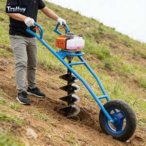 Trivella a Benzina Portatile con Carrello 99cc, Trivella Elettrica per Fori nel Terreno, Scavatrice per Pali Agricoli per Risaie e Terreni Agricoli - Product Image 6