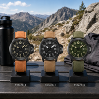 Montre à quartz multifonction vintage pour homme, boîtier en acier inoxydable, bracelet en cuir véritable, montre-bracelet pour homme pour le quotidien et les affaires, OEM disponible