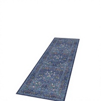 Hazo Haus Non-Slip Washable Vintage Floral Polyester Low Pile Tufted Kitchen & Bathroom Runner Rug 24x72 Inches Dusky Navy