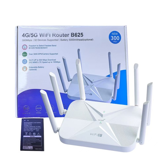WiFi 6 Mobile Router 4G CPE, with SIM Card Slot and 6 Antenna with Battery Portable 4G LTE Wireless Router
