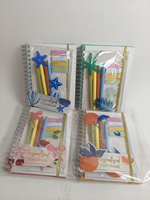 Ensemble de carnets spirales avec stylo, papier, reliure spirale, inclut des autocollants d'indexation et une bande élastique, accessoires personnalisables