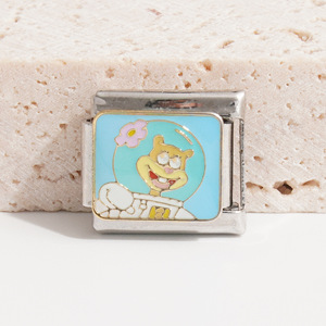 <b>SpongeBob</b> Stainless Steel Charm Bracelet Unisex DIY Modular <b>Gift</b> Jewelry Set - Product Image 4