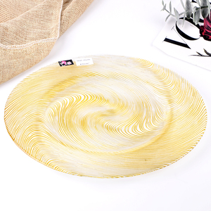 Assiettes de présentation rondes en verre doré de 13 pouces pour mariage, vaisselle de luxe en verre pour service traiteur, vente en gros - Product Image 6