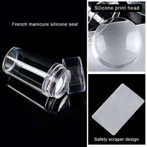 Estampador de Uñas Transparente con Raspador, Cabezal de Silicona Tipo Gelatina para Estampado de Uñas Francesas, Placa de Estampado para <span class=keywords><strong>Manicura</strong></span> - Product Image 4