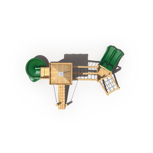 Aire de jeux pour enfants Feiyou CE EN1176 en bois avec toboggans à double vague et pont suspendu - Product Image 3