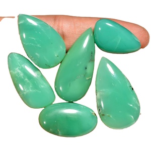 Cuentas verdes, piedras preciosas naturales de crisoprasa, cuentas verdes sueltas pulidas suaves para la fabricación de joyas, piedras preciosas de cabujón indio - Product Image 6