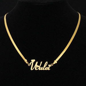 Dropshipping Custom Stainless Steel Necklace Custom Name with Snake Chains Personalized Nameplate Pendant - Product Image 2